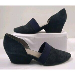 Eileen Fisher Flats Size 7.5 Hilly Midnight Blue Suede D’Orsay Pointed Toe